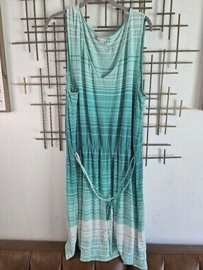 XXL-Merona- Aqua Ombre Striped Sleeveless Dress